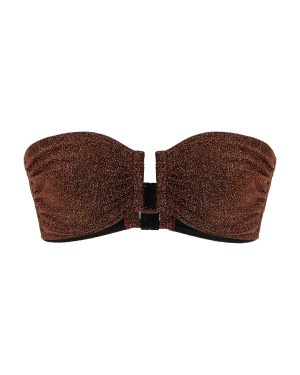 Eres - Flamboyant Metallic Bikini Top - Brown - FR 38 - Moda Operandi
