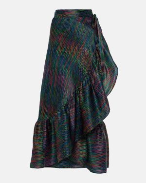 Eres Neon printed silk satin wrap skirt