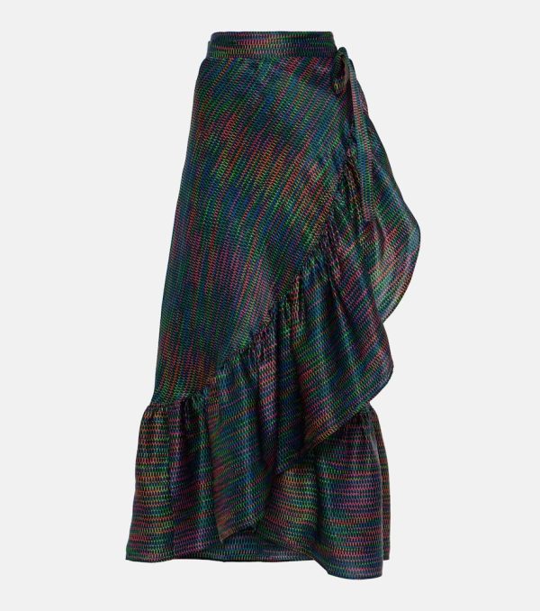 Eres Neon printed silk satin wrap skirt