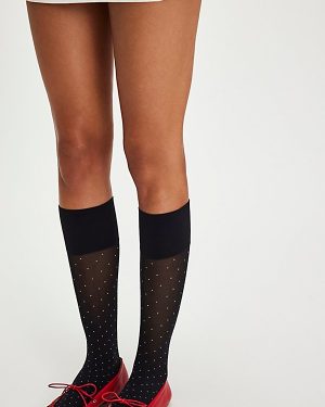 Eria Knee High Tights by Swedish Stockings at Free People in Black