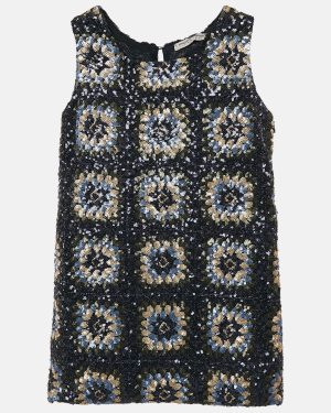 Ermanno Scervino Junior Navy Blue Sequin Sleeveless Dress 6 Yrs