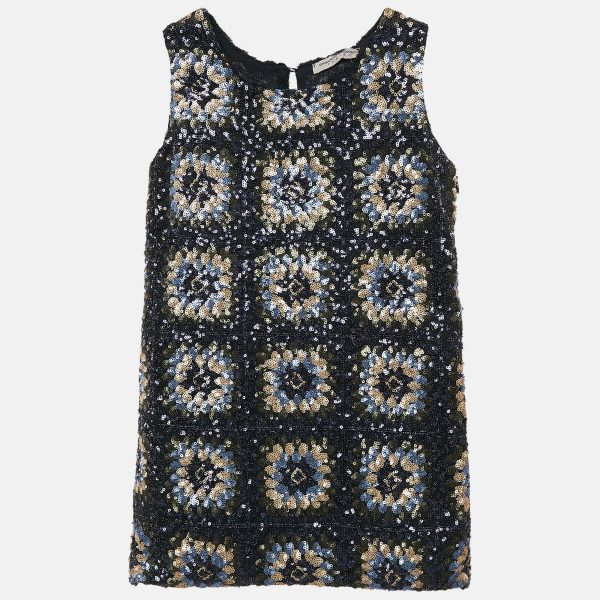 Ermanno Scervino Junior Navy Blue Sequin Sleeveless Dress 6 Yrs