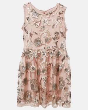 Ermanno Scervino Junior Pink Sequin Crepe Sleeveless Dress 6 Yrs