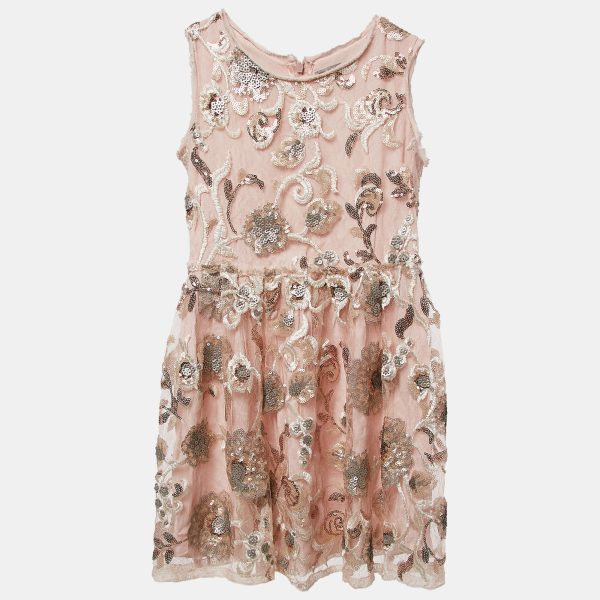 Ermanno Scervino Junior Pink Sequin Crepe Sleeveless Dress 6 Yrs