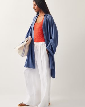 Esme Beach Shirt Dress Blue