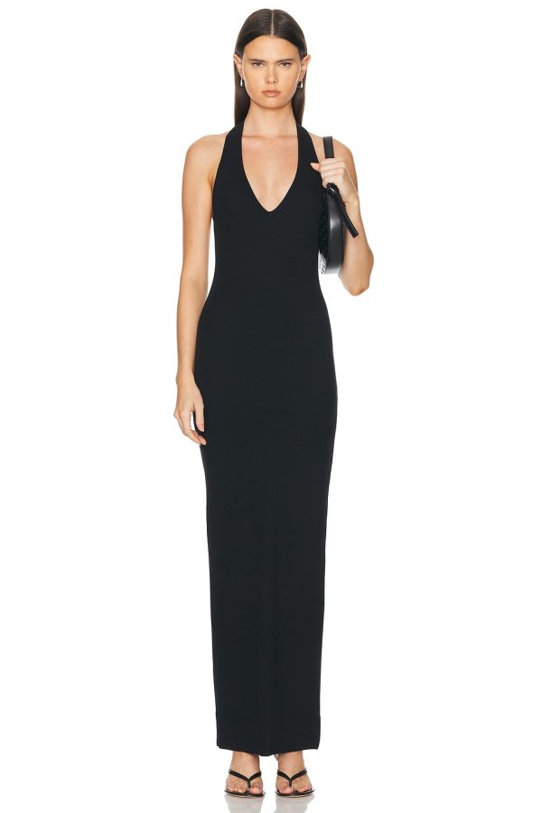 Eterne Halter Maxi Dress in Black - Black. Size XL (also in ).