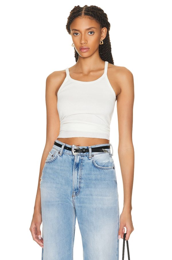 Eterne Rib Tank Top in Ivory - Ivory. Size L (also in XL).