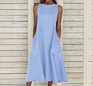 Ethnic Greek Style Sleeveless A-Line Dress, White,4XL