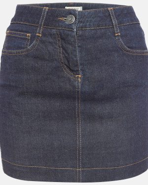 Etro Blue Embroidered Denim Mini Skirt S