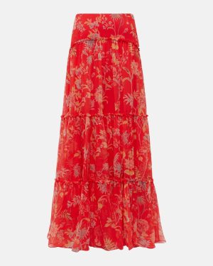 Etro Floral tiered silk maxi skirt
