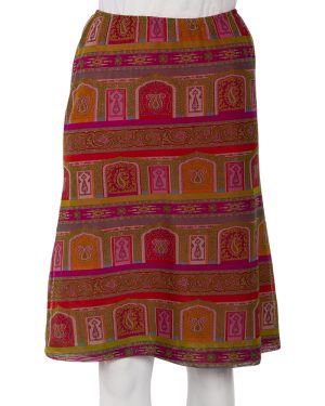 Etro Multicolor Paisley Printed Mesh Knit A-Line Skirt M