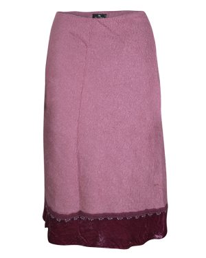 Etro Pink Wool Blend Velvet Trim Bead Detail Midi Skirt S