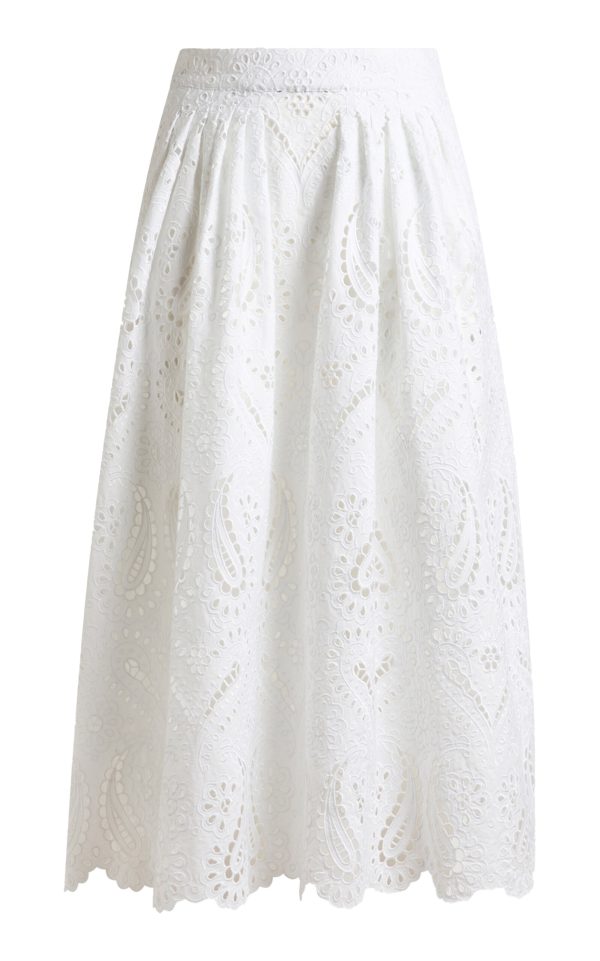 Etro - Pleated Cotton-Blend Midi Skirt - White - IT 36 - Only At Moda Operandi