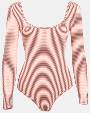 Etro Red/White Striped Jersey Long-Sleeve Bodysuit S