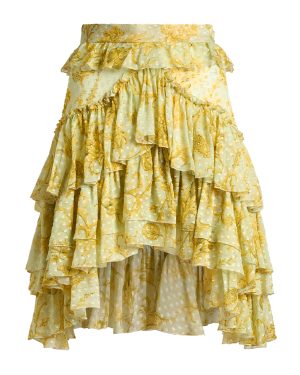 Etro - Ruffled Silk-Blend Mini Skirt - Print - IT 40 - Only At Moda Operandi