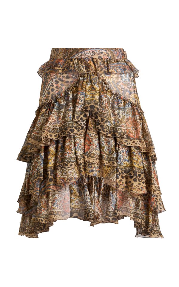 Etro - Ruffled Silk Mini Skirt - Print - IT 44 - Only At Moda Operandi