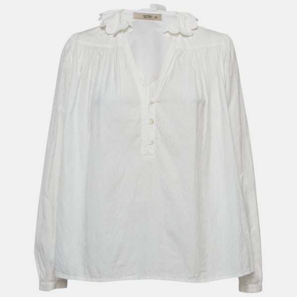 Etro White Paisley Patterned Cotton Shirt Blouse M
