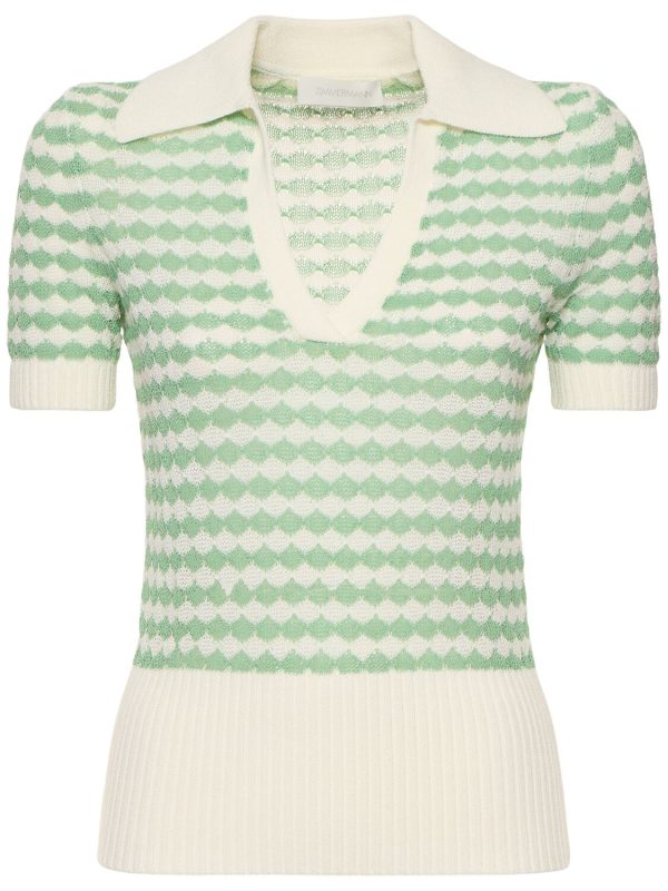 Everley Cotton Blend Knit Polo Top