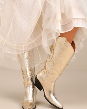 Everlyn Gold Metallic Knee-High Western Boots