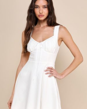 Exceptionally Loved White Bustier Skater Mini Dress
