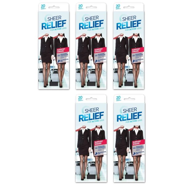 (Extra Tall) Sheer Relief 5 Pair For Active Legs Support Sheers Women Pantyhose Stockings Black Bulk H32800