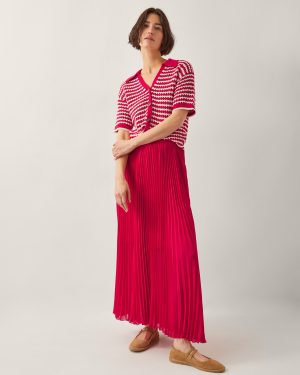 Ezra Pleated Maxi Skirt Red