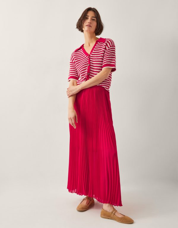 Ezra Pleated Maxi Skirt Red