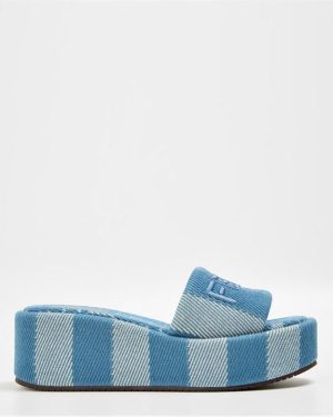 FENDI Denim Flatform Sandals - Blue