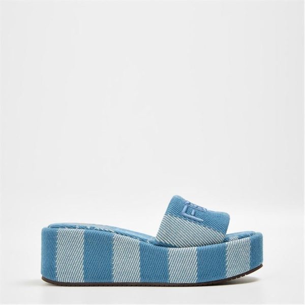 FENDI Denim Flatform Sandals - Blue