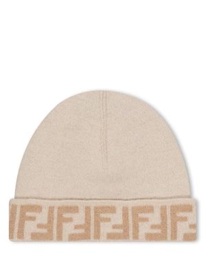 FENDI Logo Beanie Juniors - Beige