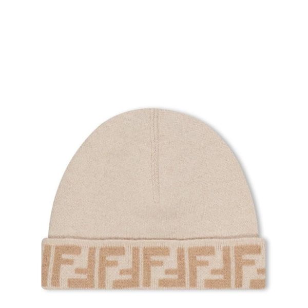 FENDI Logo Beanie Juniors - Beige