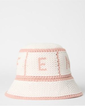 FENDI Logo Crochet Bucket Hat - Pink