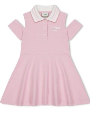 FENDI Logo Cut-Out Polo Dress Juniors - Pink