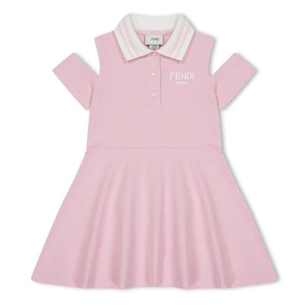 FENDI Logo Cut-Out Polo Dress Juniors - Pink