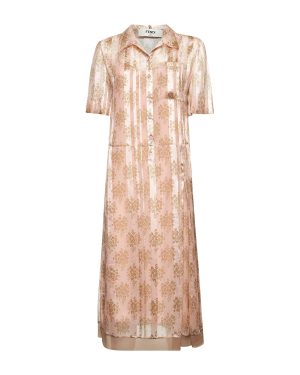 FENDI | Pink floral chiffon shirt dress | Women | 40