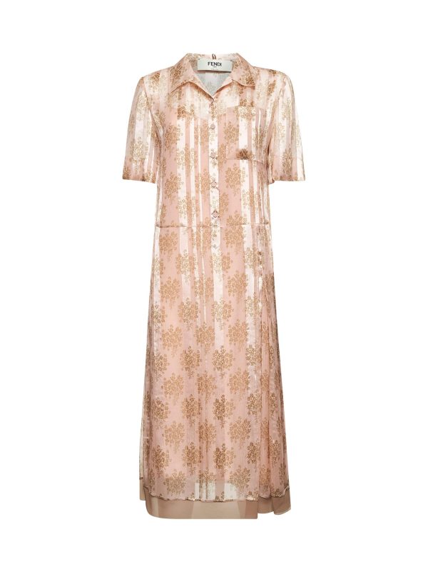 FENDI | Pink floral chiffon shirt dress | Women | 40
