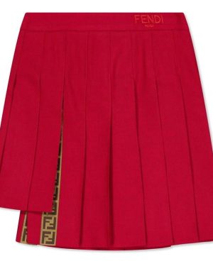 FENDI Pleated Ff Mini Skirt - Red