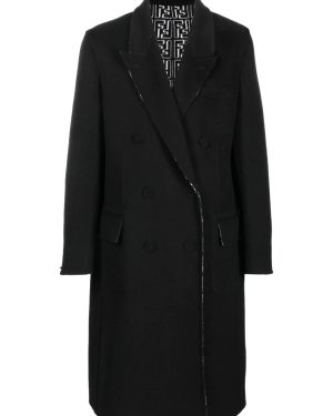 FENDI WOVEN WOOL COAT Size: 50, colour: BLACK