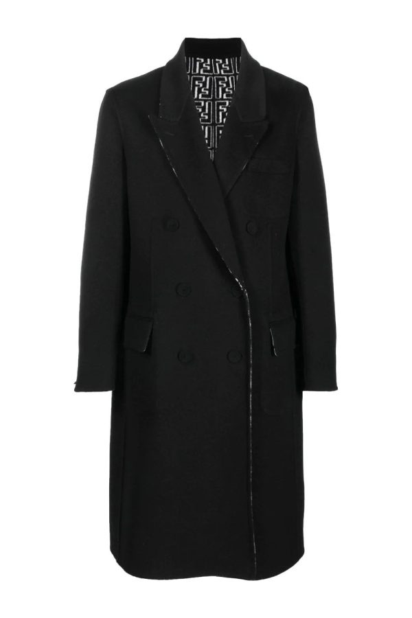 FENDI WOVEN WOOL COAT Size: 50, colour: BLACK