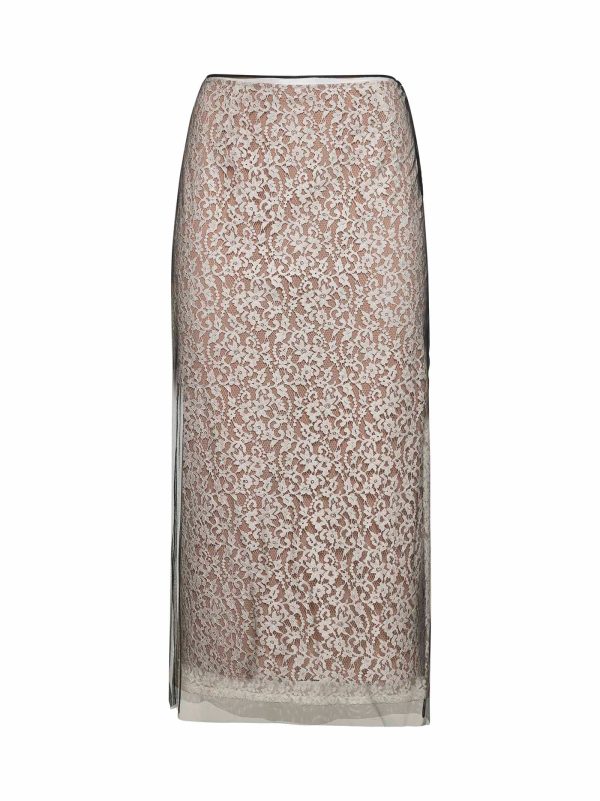 FENDI | White floral lace layered midi skirt | Women | 42