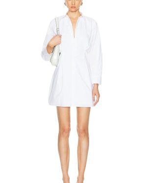 FRAME Pleated Shirt Dress in White - White. Size L (also in ).