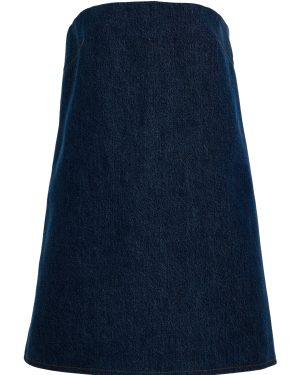 FRAME - The Strapless Denim Mini Dress - Dark Wash - US 10 - Moda Operandi