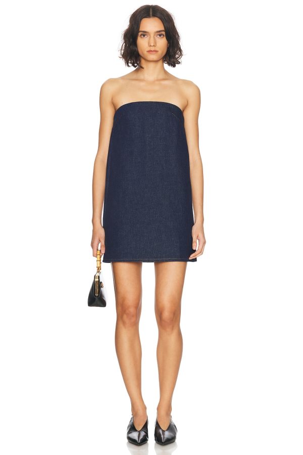 FRAME The Strapless Mini Dress in Acquaintance - Blue. Size 0 (also in 2, 6).
