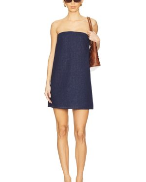 FRAME The Strapless Mini Dress in Blue. Size 2, 6.