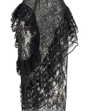 FRANOISE - Exclusive Carine Ruffled Lace Midi Skirt - Black - FR 36 - Moda Operandi
