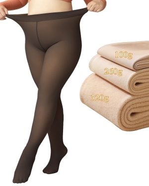 FUNUPUP Women Fleece Lined Tights Thermal Pantyhose Opaque Tights 230g