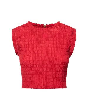 Faille Textured Crewneck Crop Top
