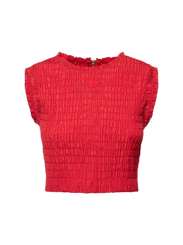 Faille Textured Crewneck Crop Top