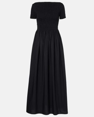 Faithfull Shirred off-shoulder cotton maxi dress