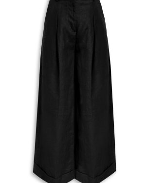 Faithfull The Brand Clove Wide-leg Linen Trousers - Black - S (UK8-10 / S)